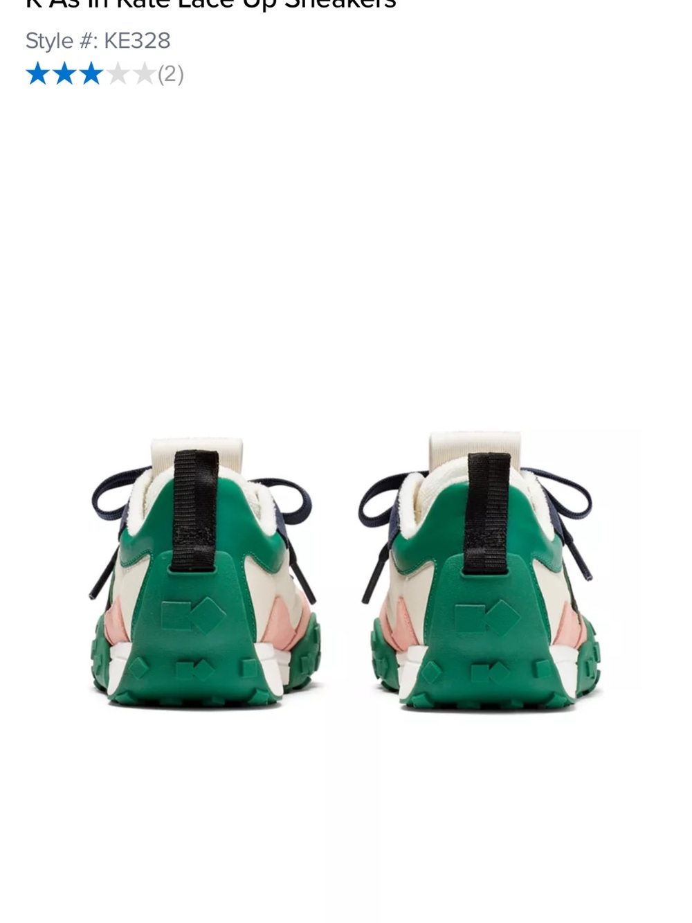 Kate Spade “K as in Kate” Sneakers-Cream, Pink, Green & Navy Colorblock Size 8 - Picture 2 of 8